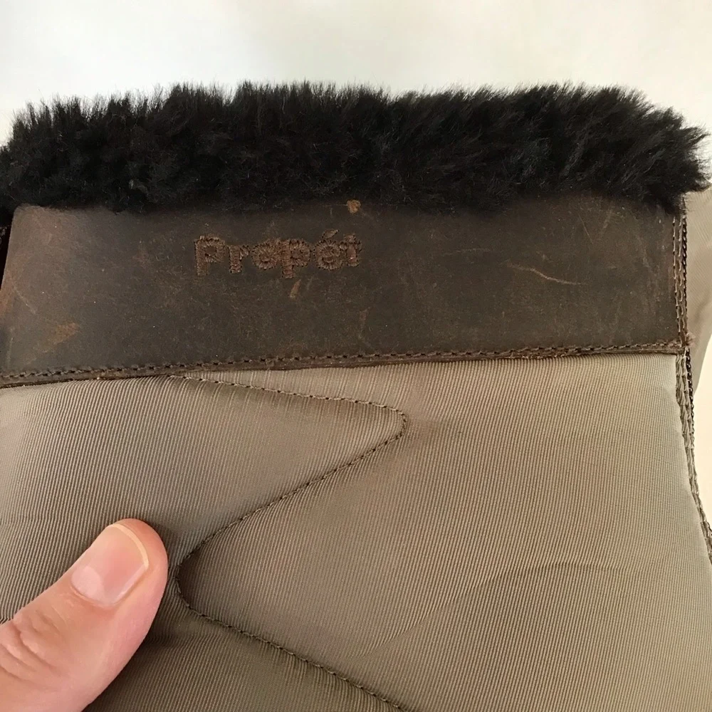 PROPET Women's  Brown & Taupe Faux Fur Zip Leather Winter Boots 9.5 NEW
